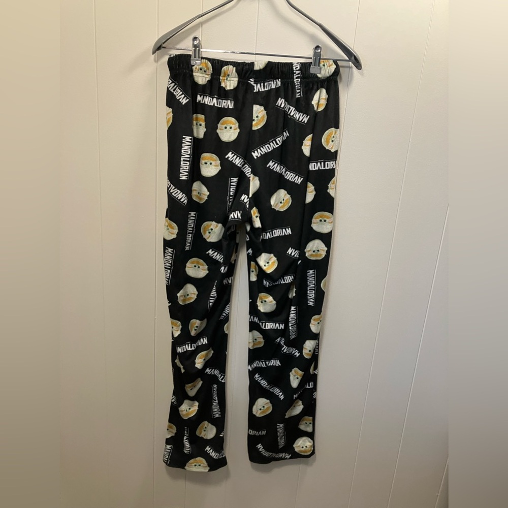 Star Wars adult, medium, black pajama fleece pants, Mandalorian